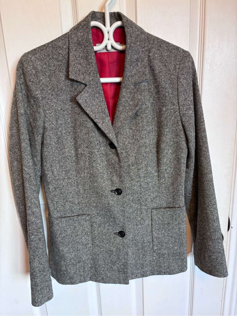 More & More Y2K Wool Silk Tweed Blazer Jacket Red Lining Poland 38 M 8
